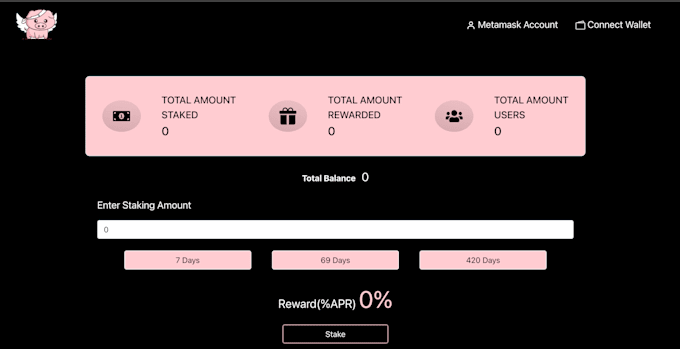 create staking website,dapp with smart contract integration