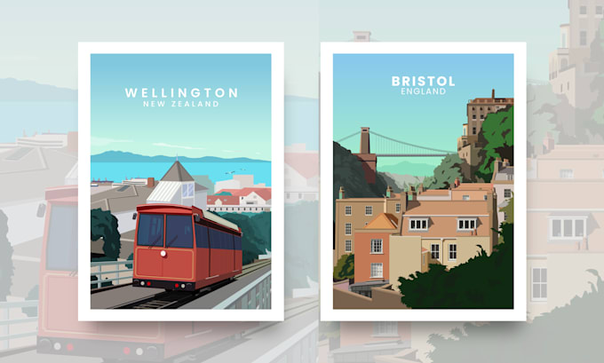 design a minimalist landscape vector illustration poster