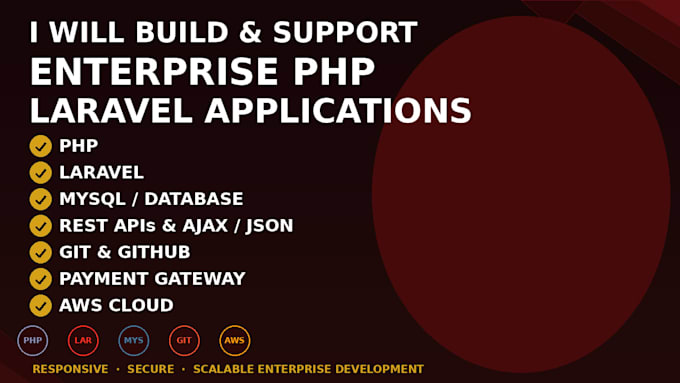 build and support enterprise PHP laravel applications