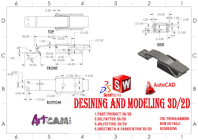 Do autocad 2d mechanical drawings using solidworks autocad by ...