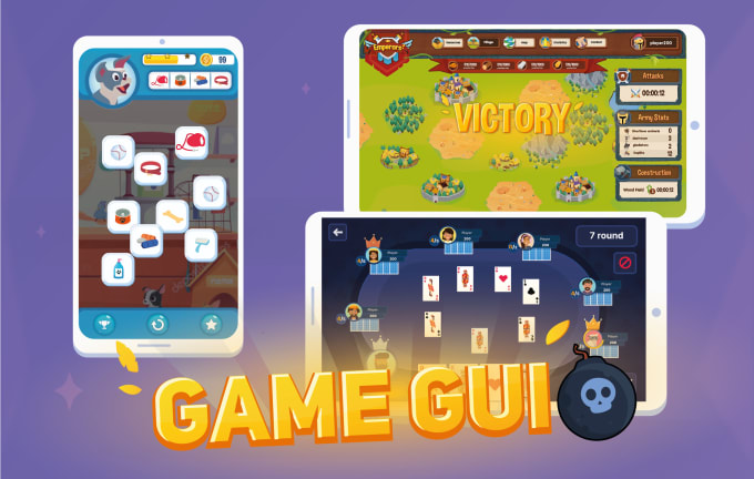 design creative 2d vector game UI for mobile