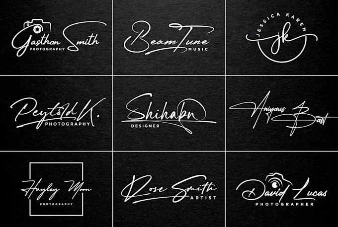 design signature handwritten photography scripted cursive logo