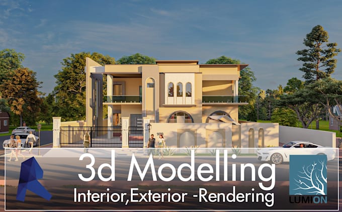 do 3d exterior, interior architecture modeling and rendering