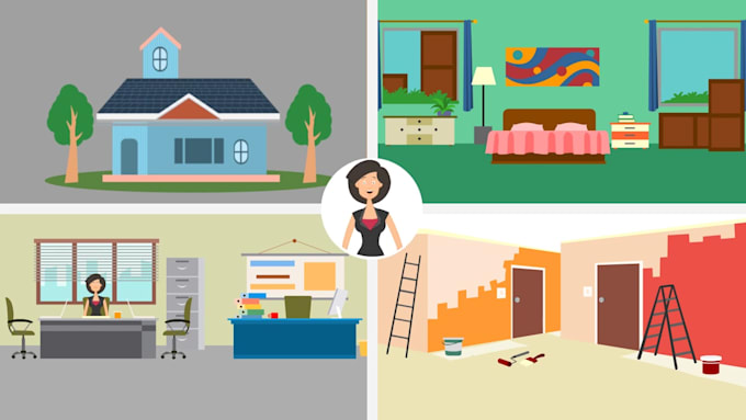make painting contractor or painter service 2d animated promo video