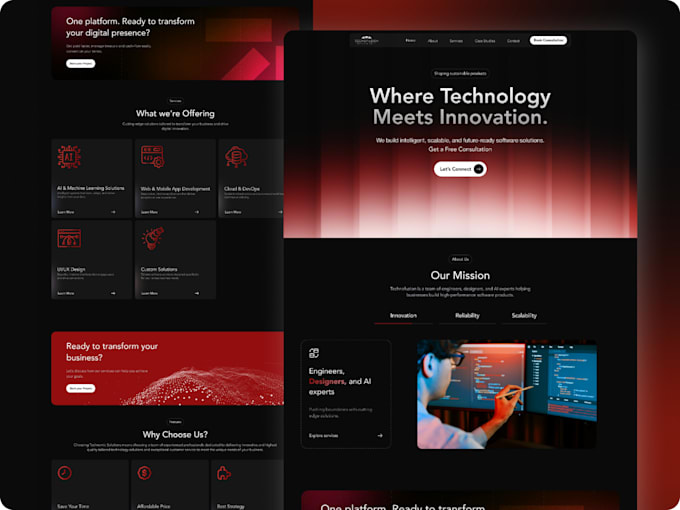 design homepage or landing page