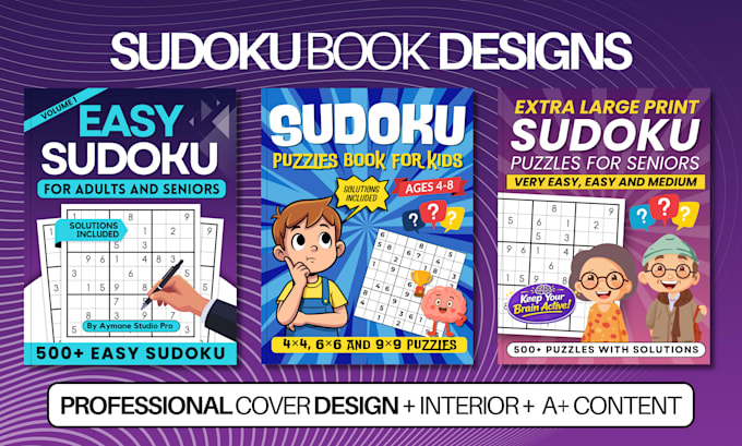 create sudoku puzzle book cover and interior for amazon KDP