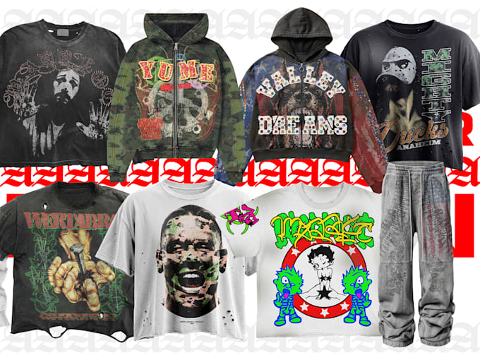 design your streetwear clothing brand in y2k,grunge,opium styles