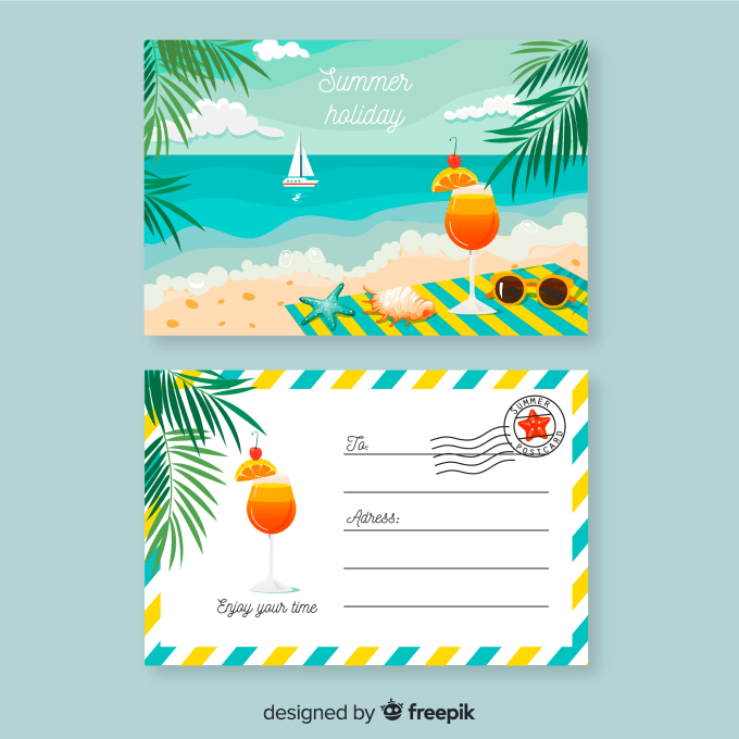 mail postcards, stamps, packages, souvenirs, creative notes to kids from florida