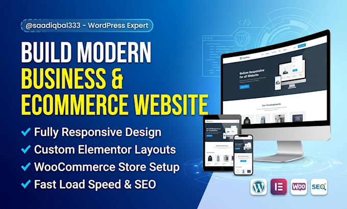 design modern responsive wordpress website and woocommerce store