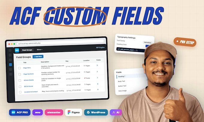 do acf custom fields for your wordpress or woocommerce site and elementor or ai