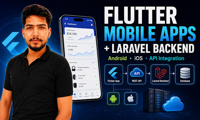 develop flutter mobile apps with laravel backend and API