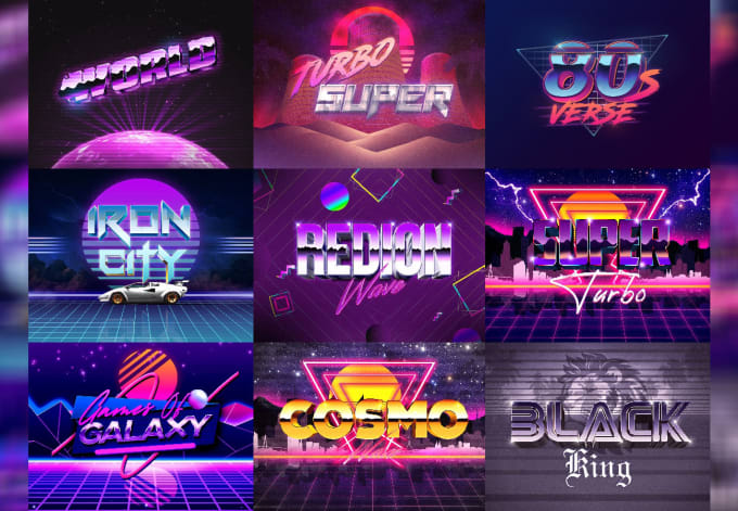 Do 80s retro logo designs with vaporwave vintage chrome neon designs by ...