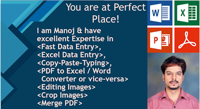 do data entry, excel, data sorting, edit jpg, typing, copy paste work