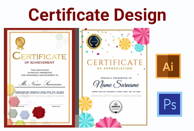 do custom certificate design with editable ms word file