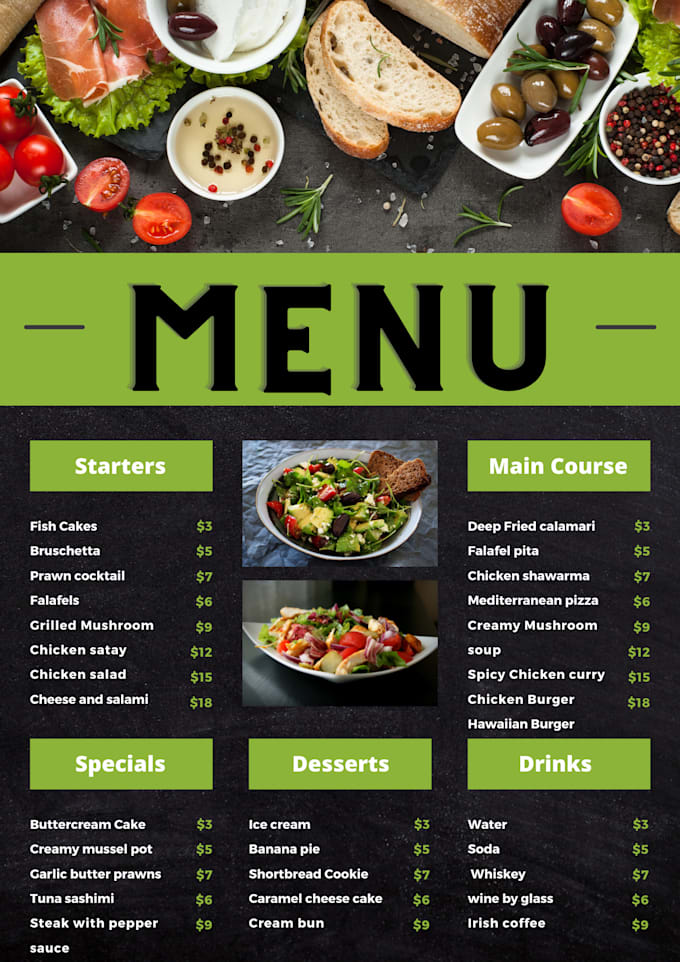 Create a high quality menu for your business by Abzjenkins Fiverr