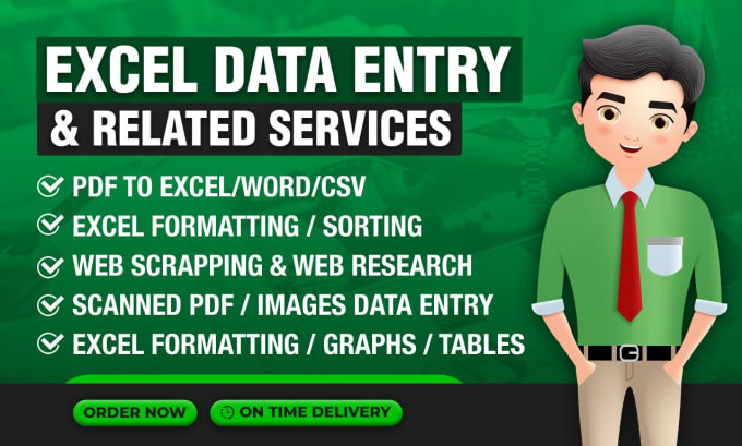 excel data entry convert PDF to excel