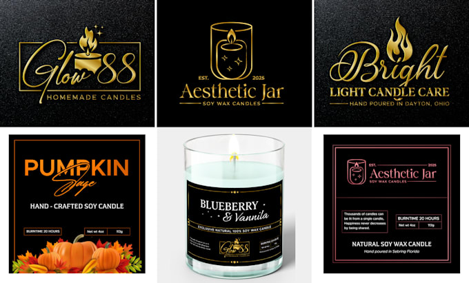 design unique candle, soap logo and candle labels for your business