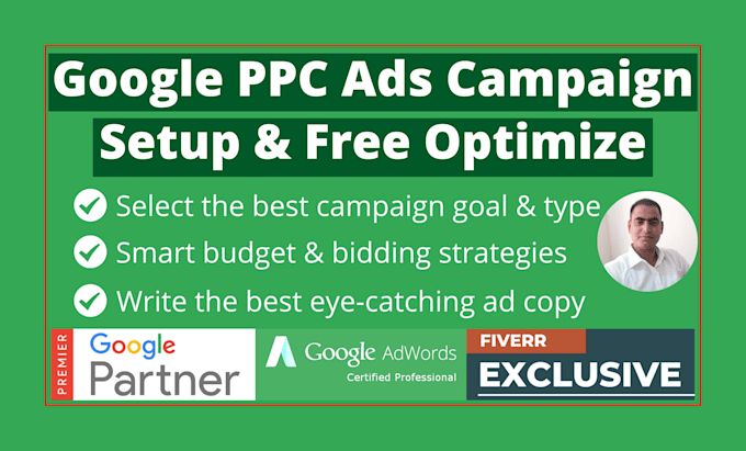 setup google PPC search ads, display ads, video ads campaign with best ads copy