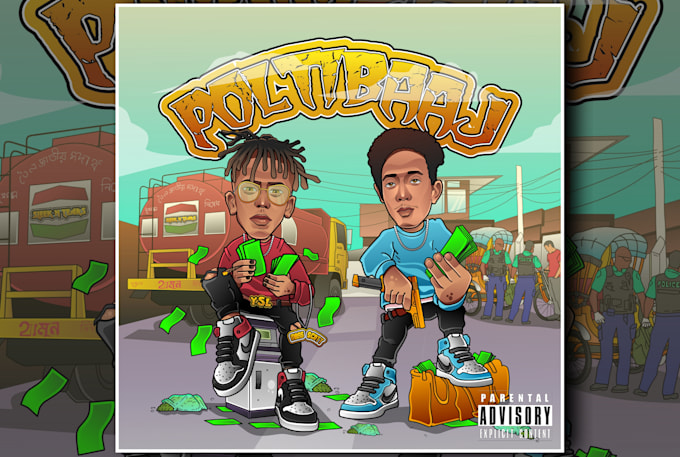 draw eye catching cartoon album cover art, music cover art