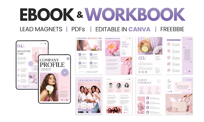 design workbook, ebook, PDF, lead magnet and editable canva template