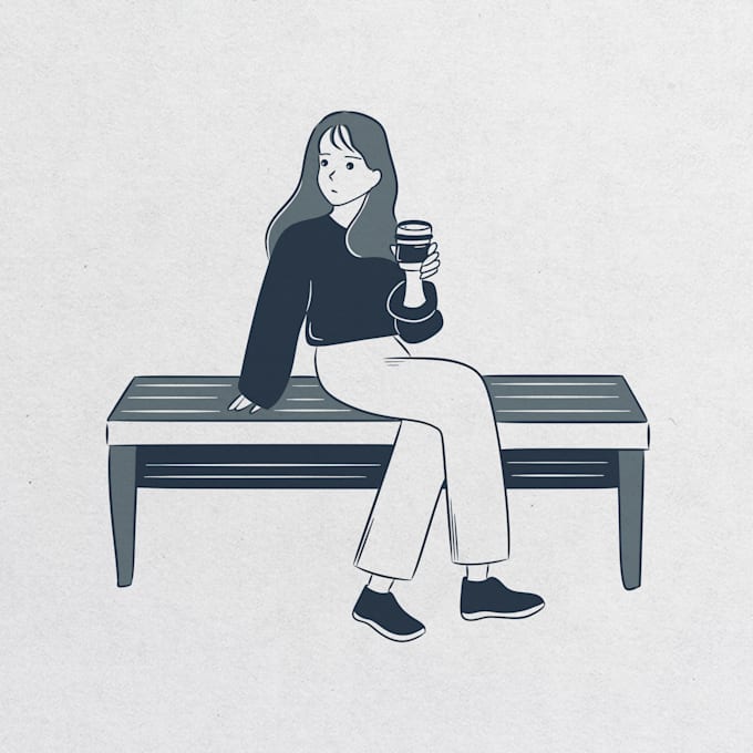 create a unique minimalist line art and flat illustration
