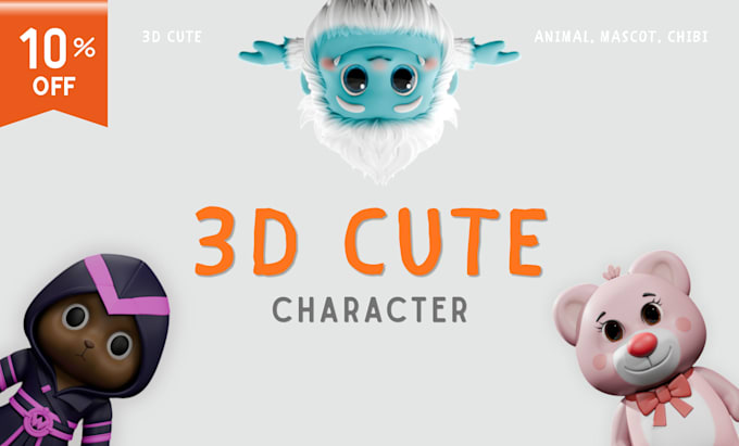 design 3d cute characters, animals, cartoon modeling for your mascot or 3d print