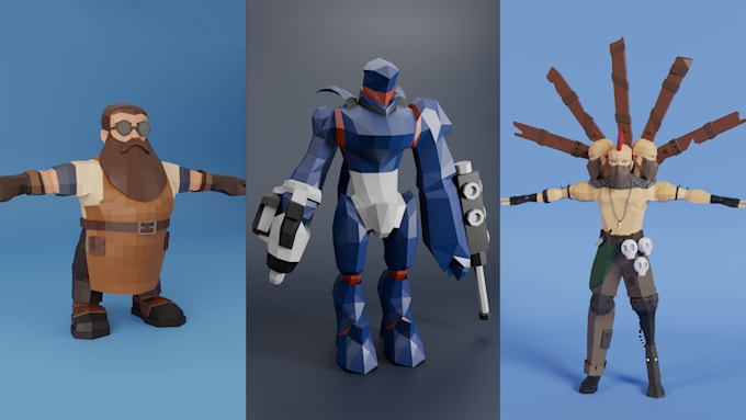 create low poly 3d game assets