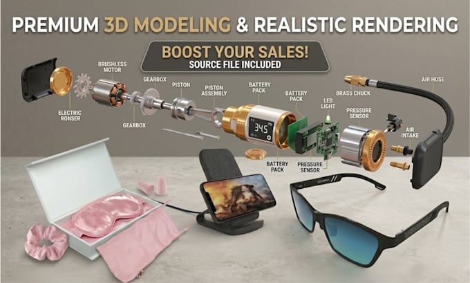 do 3d modeling and realistic rendering of your product