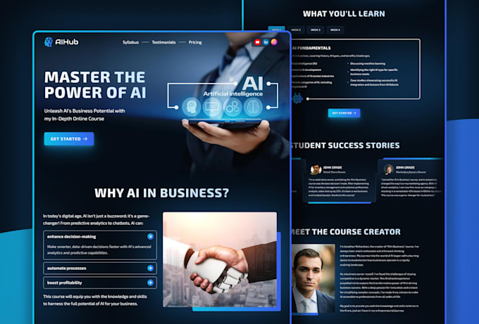Design a framer website template for ai online courses by Vlad_tro | Fiverr