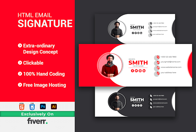 create clickable htm email signature for outlook, gmail etc