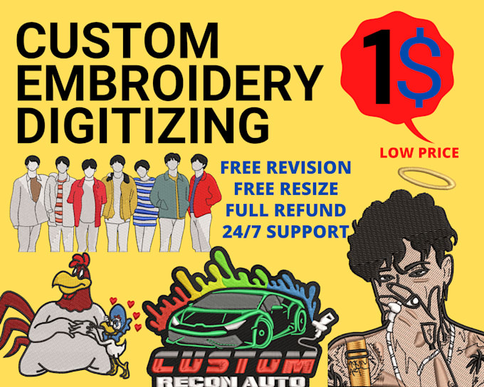 Custom embroidery digitizing embroidery designer by Embmart Fiverr