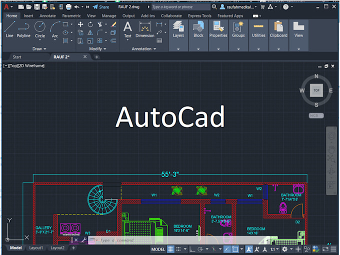 Make autocad floor plans elevations and sections by Raufahmadk Fiverr