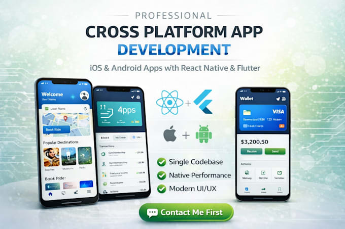 develop cross platform mobile apps using react native or flutter