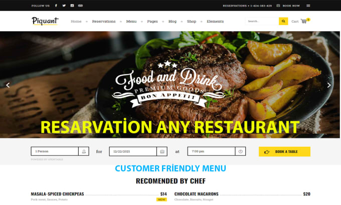 create a fast food restaurant website with ordering and reservations
