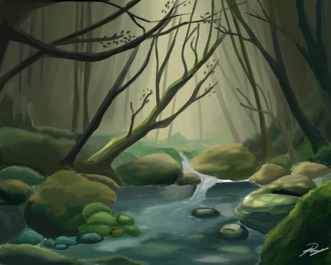 draw sci fi or  digital concept art landscape