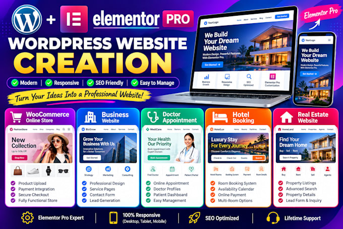 create wordpress elementor website for your business