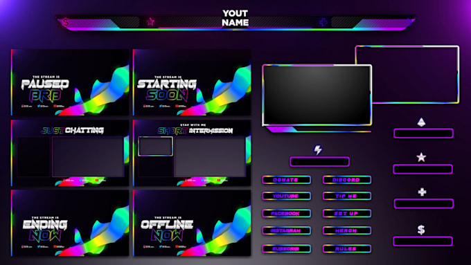 design animated twitch overlay, facecam, screen within 24 hours