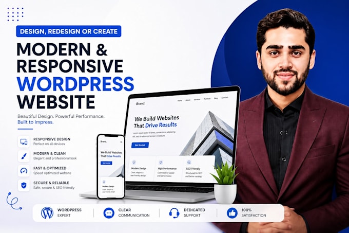 design redesign or create a modern responsive wordpress website