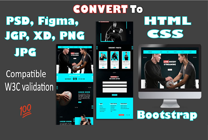 Convert psd to html figma to html xd to html css bootstrap by Mh ...