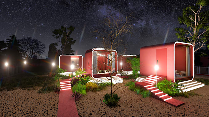 do modulars pods architectural design and 3d render