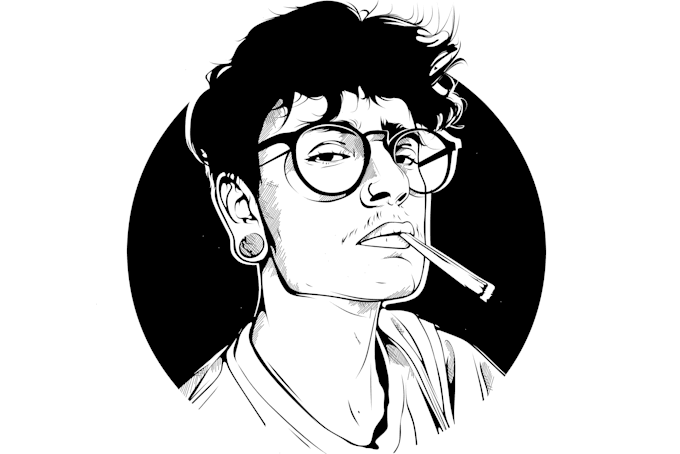 draw realistic black and white line art vector illustration