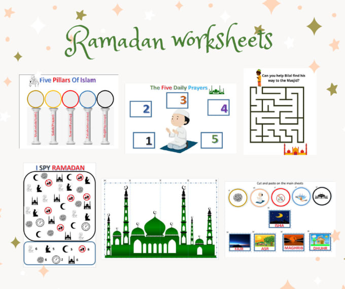 Design ramadan worksheets for kids by Mariyamkm | Fiverr