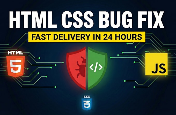 fix HTML CSS bugs, responsive issues, and javascript errors