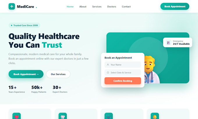 design a doctor and medical website with appointment system