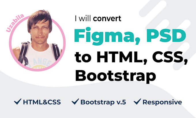 convert figma, PSD or ai to HTML responsive bootstrap 5