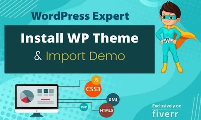 set up wordpress, install theme, and import demo content