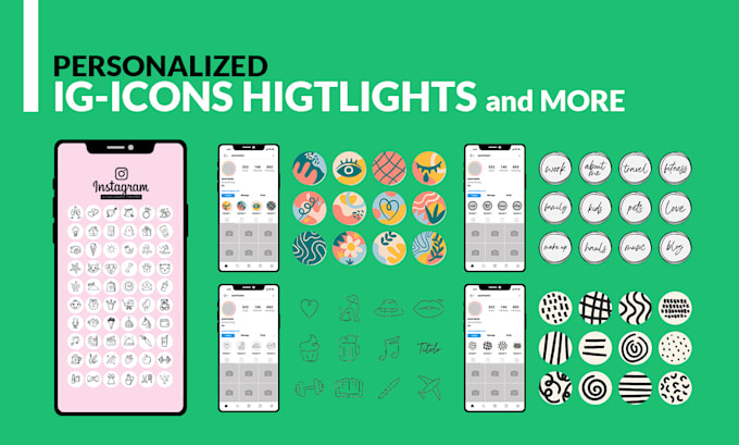 simple icons, social media icons, ig highlights icons, ecc