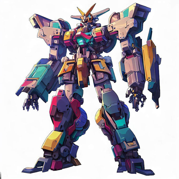 draw mecha, robot, cyberpunk, gundam,anime illustration