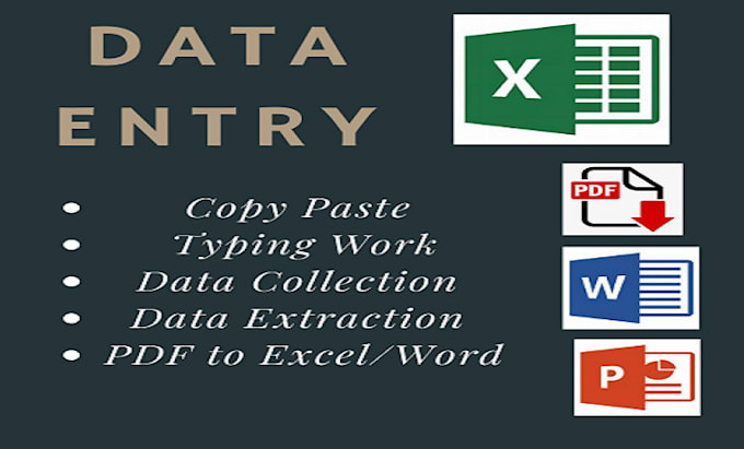 Do excel or any type of data entry, excel work, data collection, copy ...
