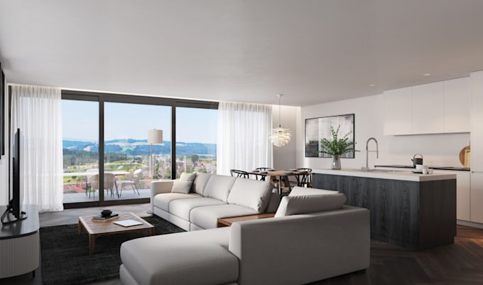 create minimalistic hyper realistic interior design